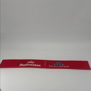 Budweiser Red Rubber Bar Rail Mat with Folds of Honor Emblem